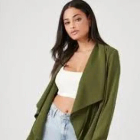 🍋Ambience Olive green open long cardigan size Medium - Picture 1 of 6